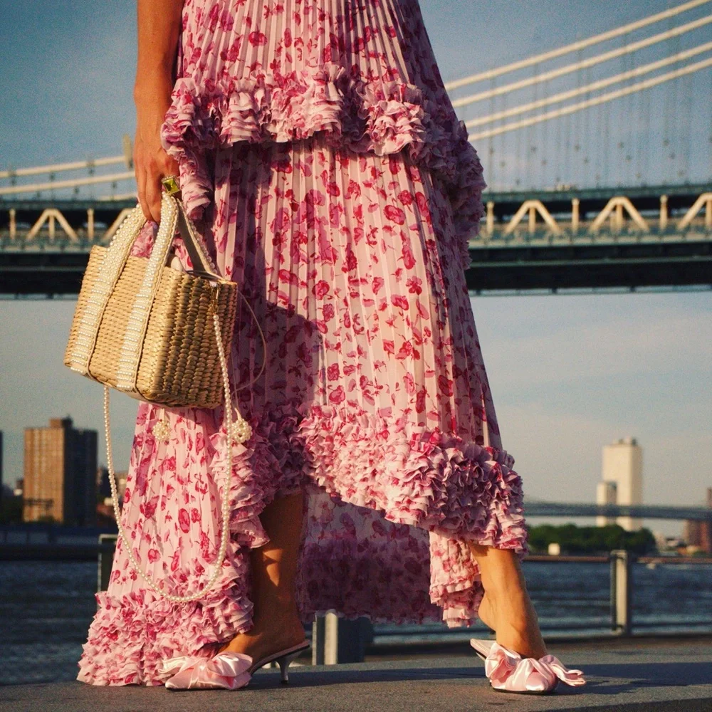 Pink Bow Pointed Toe Slip-On Heels - Picture 3 of 7